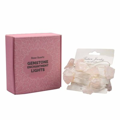 Natūralių akmenų šviečianti girlianda Gemstone Enchantment Lights – rožinis kvarcas