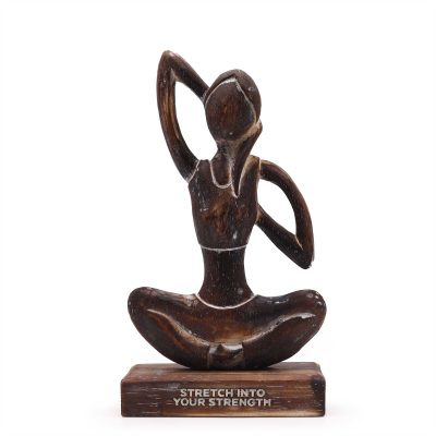 Medinė jogos statulėlė Yoga Lady Cow Face Pose 27,5 cm