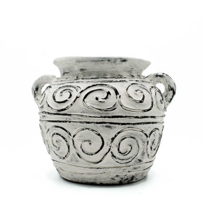 Graikiško stiliaus molinis vazonas su rankenomis - kreminis, 15 cm