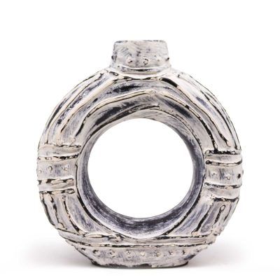 Dekoratyvinė vaza Donut formos – kreminė, 23 cm