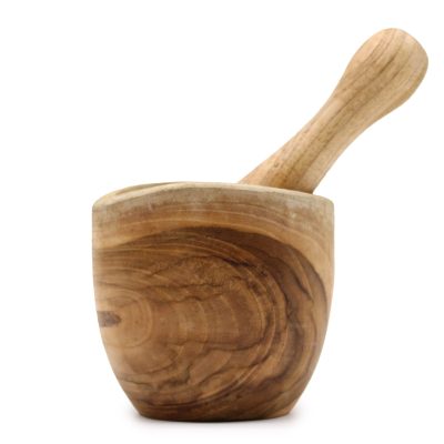Ergonomiška tikmedžio grūstuvė su grūstuvu – maža (9 × 8,5 cm)