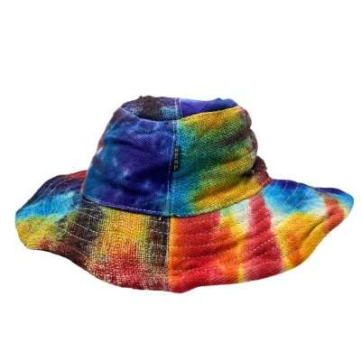 Kanapių ir medvilnės audinio boho festivalio kepurė – Tie-Dye