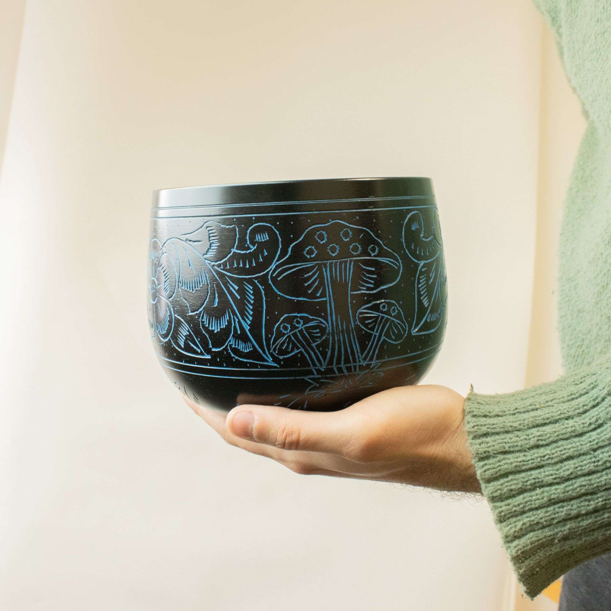 Dainuojantis dubuo Stebuklingas grybas mėlynas dekoras 15 cm Dainuojantis dubuo Stebuklingas grybas mėlynas dekoras 15 cm - Paveikslėlis 4