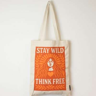 Medvilninis krepšys Stay Wild Think Free 41 × 31 cm