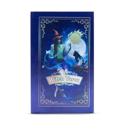 Violetinės folijos Taro kortų rinkinys „Witch Tarot“ su knygele