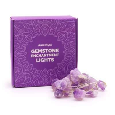 Natūralių akmenų šviečianti girlianda Gemstone Enchantment Lights – ametistas